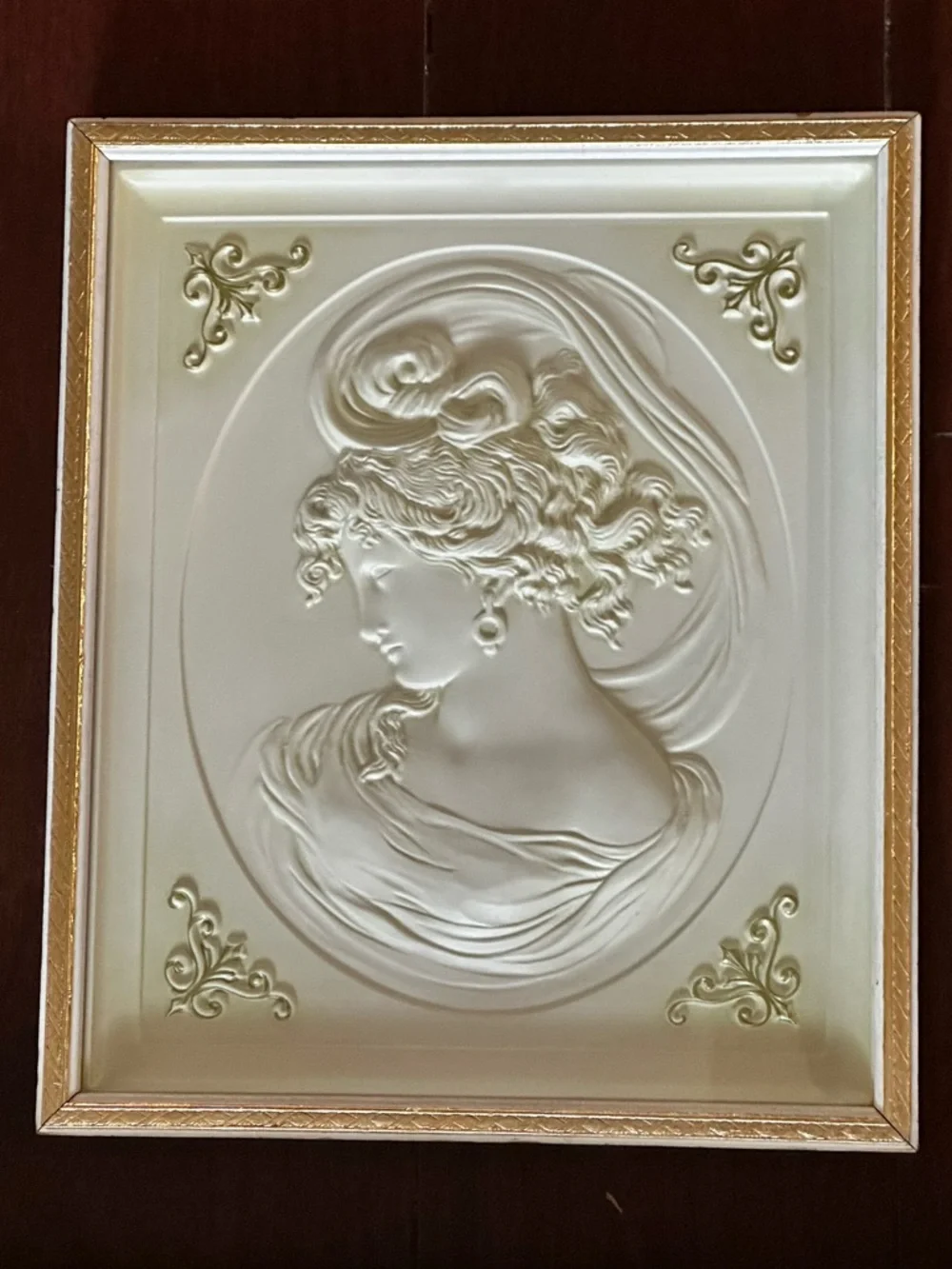 1960s TURNER CO. “East Wind” Three-set Cream Cameo Wall Plaques  Large 20 x 17”